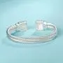UNY Designer Inspired Jewelry Double Cable Wire Square CZ Antique Bangle Elegant Beautiful UNY Designer Inspired Jewelry Double Cable Wire Square CZ Antique Bangle Elegant Beautiful