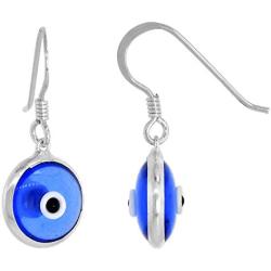 Sterling Silver Evil Eye Earrings for Women and Girls 10 MM Glass Eyes Available in All Color Fish Hook