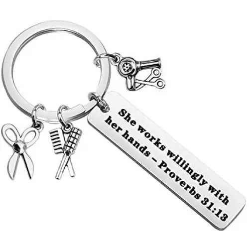 POTIY Hair Stylist Gift Hair Stylist Keychain Hairdresser Gift Barbers Keychain Religious Jewelry Bible Verse Keychain Comb Hair Drier Charm Jewelry Barbers Graduation Gift POTIY Hair Stylist Gift Hair Stylist Keychain Hairdresser Gift Barbers Keychain Religious Jewelry Bible Verse Keychain Comb Hair Drier Charm Jewelry Barbers Graduation Gift