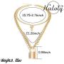 Haloty Punk Layered Key Pendant Necklace Gold Long Fashion Lock Necklaces Chain Jewelry for Women and Girls