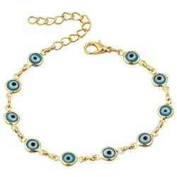 LoEnMe Jewelry Good Luck Protection Charm Turkish Fatima Hand Hamsa Evil Eye Bracelet
