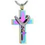 Stainless Steel Angel Wings Heart Cross Urn Pendant Necklace Memorial Ash Keepsake Cremation Jewelry