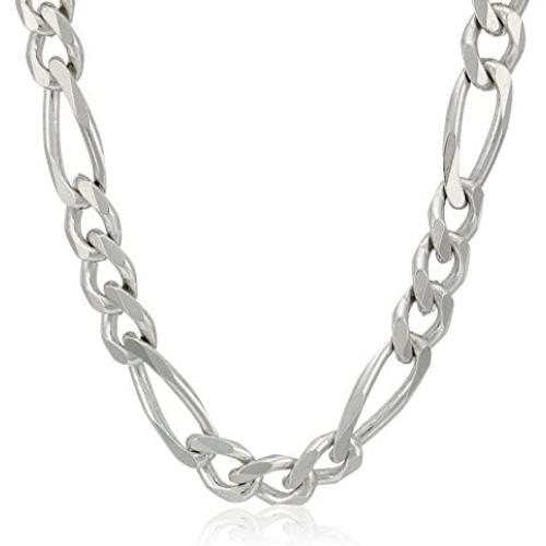 Mens Sterling Silver Italian Solid Figaro Link-Chain Necklace