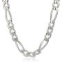 Mens Sterling Silver Italian Solid Figaro Link-Chain Necklace