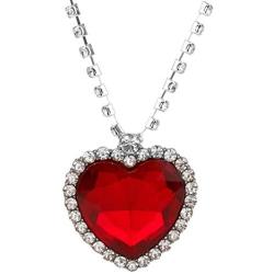 QEPOL Titanic Heart of The Ocean Neckalce Jewelry Silver Love Heart of Ocean Pendant Necklaces Made with Created Blue Sapphire Crystals Eternal Love- Valentines Day Gifts