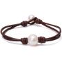 Single Cultured Freshwater Pearl Bracelet Handmade Leather Pearl Jewelry for Women Girls 7