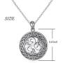 925 Sterling Silver Jewelry Oxidized Good Luck Irish Knot Celtic Medallion Round Pendant Necklace, 20 inch