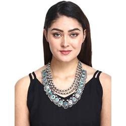 Crunchy Fashion Bollywood Traditional Indian/Bohemian Style Afgani Oxidised Silver Statement Necklace for Women