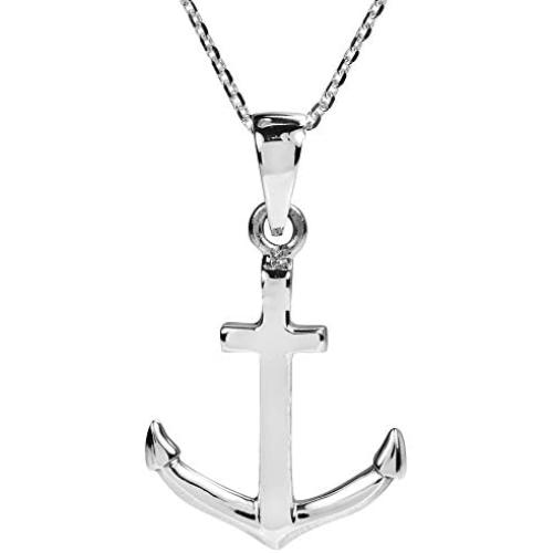 AeraVida Nautical Anchor Cross of Hope .925 Sterling Silver Pendant Necklace