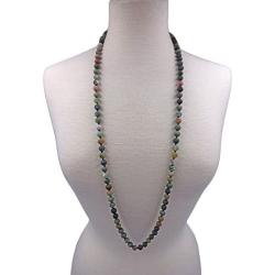 MGR MY GEMS ROCK! 36 Inch 7-8MM Matte Finnish Genuine Semi-Precious Stone Endless Infinity Long Beaded Strand Necklace.
