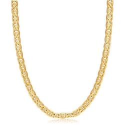 Barzel 18k Gold Plated 6MM Diamond Cut Flat Marina/Mariner Link Chain Necklace for Men, Women & Teens