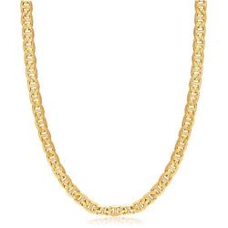 Barzel 18k Gold Plated 6MM Diamond Cut Flat Marina/Mariner Link Chain Necklace for Men, Women & Teens