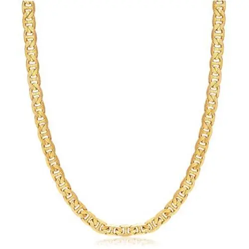 Barzel 18k Gold Plated 6MM Diamond Cut Flat Marina/Mariner Link Chain Necklace for Men, Women & Teens Barzel 18k Gold Plated 6MM Diamond Cut Flat Marina/Mariner Link Chain Necklace for Men, Women & Teens