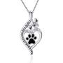 VANLAMS Womens 925 Sterling Silver Bone Love Heart Dog Paw Print Pendant Necklace I Love You Forever and Ever, Gifts for Dog Owner