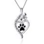 VANLAMS Womens 925 Sterling Silver Bone Love Heart Dog Paw Print Pendant Necklace I Love You Forever and Ever, Gifts for Dog Owner