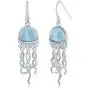 Caribbean Natural Larimar Gemstone Nautical Jellyfish Sterling Silver Dangling Earrings Jewelry for Women or Teens Caribbean Natural Larimar Gemstone Nautical Jellyfish Sterling Silver Dangling Earrings Jewelry for Women or Teens