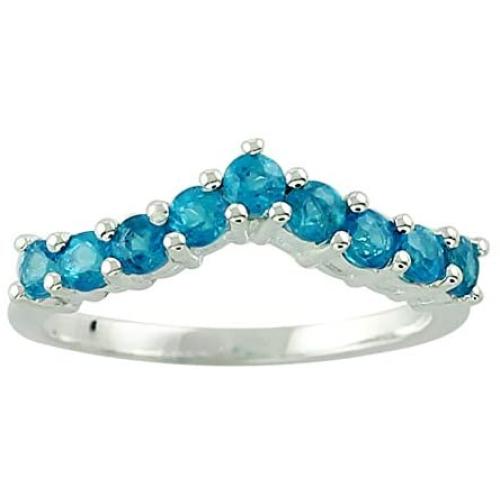 Carillon Stunning Neon Apatite Natural Gemstone Round Shape Wedding Ring 925 Sterling Silver Jewelry For Women for Men