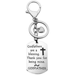 SEIRAA Godfathers are A Blessing Keychain Baptism Gift Christening Jewelry Gift for Godfather Religious Jewelry