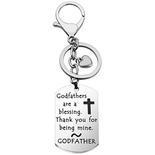 SEIRAA Godfathers are A Blessing Keychain Baptism Gift Christening Jewelry Gift for Godfather Religious Jewelry