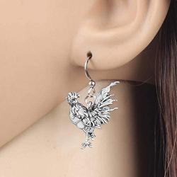 DOWAY Antique Gold Plated Chicken Rooster Earrings Dangle Drop Metal Thanksgiving Farm Jewelry for Women Girls Charm Gift