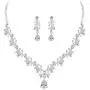 MOOCHI Wedding Silver Plated Clear Cubic Zircon Pendant Crystal Necklace Earrings Jewelry Set for Bridal Brides Women Girls bridesmaids Statement Costumes accessories Dress Gift