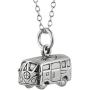 FashionJunkie4Life Sterling Silver Small Bus 3D Hippie Van Necklace, 18'' Cable Chain
