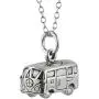 FashionJunkie4Life Sterling Silver Small Bus 3D Hippie Van Necklace, 18'' Cable Chain