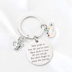 Artist Paint Palette Keychain Artist Inspiration Gift Art Student Grauduation Gift Painter Gifts Paint Brush Keychain Art Palette Charm Take Pride in How Far You Have Come