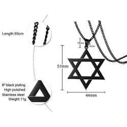 Jewish Religious Symbol Jewelry Stainless Steel Star of David Hexagram Pendant Necklace for Men