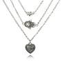 Chargances Women Heart and Palm Pendant Necklace Silver Choker Necklace Bohemia Three Layered Necklace Delicate Long Choker Chain Jewelry for Prom Party Festival Dating Gift for Women and Girls