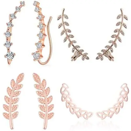 4 Pairs Ear Cuffs Hoop Climber Earrings 7 Zircons Ear Cuffs Stud Earrings Crystal Tiny Olive Leaf Ear Wrap Sweep Clip Cuffs Feather Crawler Cuff Cartilage Earrings for Women Girls Jewelry 4 Pairs Ear Cuffs Hoop Climber Earrings 7 Zircons Ear Cuffs Stud Earrings Crystal Tiny Olive Leaf Ear Wrap Sweep Clip Cuffs Feather Crawler Cuff Cartilage Earrings for Women Girls Jewelry