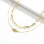 IEFRICH Gold Layered Necklace for Women, 14K Gold Plated Coin Medallion Evil Eye Cross Pendant Necklace Paperclip Chain Link Layering Necklaces for Women Teen Girls Jewelry Gifts