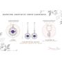 Femme Luxe 1..00 Carat Amethyst and White Topaz Dancing Drop Earrings for Women, Rhodium Plated Sterling Silver, Dainty and Hypoallergenic.