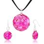 SUVANI Hand Blown & Hand Painted Glass Fuchsia Pink Seashell Necklace or Dangle Earrings