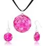 SUVANI Hand Blown & Hand Painted Glass Fuchsia Pink Seashell Necklace or Dangle Earrings