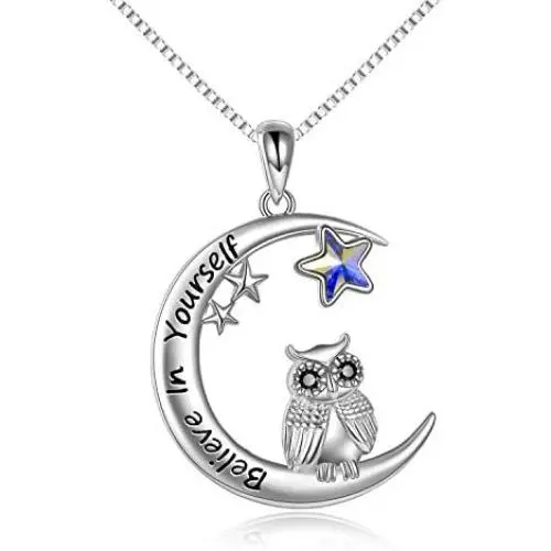 AOBOCO Inspirational Jewelry Gifts Sterling Silver Girls Animals On the Moon Pendant Neklcaces AOBOCO Inspirational Jewelry Gifts Sterling Silver Girls Animals On the Moon Pendant Neklcaces