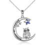 AOBOCO Inspirational Jewelry Gifts Sterling Silver Girls Animals On the Moon Pendant Neklcaces