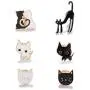 SUNSH 6Pcs Combo Cat Cute Badges Novelty Brooches for Women Teen Girls Child Kids Cartoon Collections Pins Set Jewelry Clothes Backpacks Bags Decoration Family Friendship Gift for Animal Lovers