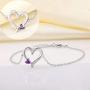 YL Heart Bracelets 925 Sterling Silver Love Heart Bracelet Jewelry Gifts for Women Mom, 6.7+1.2(17+3CM)