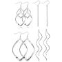 LOLIAS 4 Pairs Twist Wave Dangle Earrings for Women Curved Threader Bar Drop Fashion Earring Jewelry
