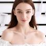 Two-Tone Sterling Silver and Rose Gold or Gold-''Faith Hope Love'' Cross Charm Pendant Necklace with Austrian Crystal