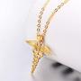 Ineffable Stainless Steel Retro Double Snakeskin Medical Rescue Logo Pendant Angel Wing Pendant Necklace