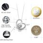 T400 925 Sterling Silver Pendant Necklace I Love You to The Moon and Back Gold Rosegold Plated White Moon Heart Pendant Birthday Gift for Women Girls