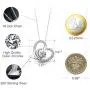 T400 925 Sterling Silver Pendant Necklace I Love You to The Moon and Back Gold Rosegold Plated White Moon Heart Pendant Birthday Gift for Women Girls