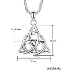 Kalapure Sterling Silver Irish Celtic Knot Triquetra Trinity Triangle Pendant Necklaces for Women Girls Birthday Gift