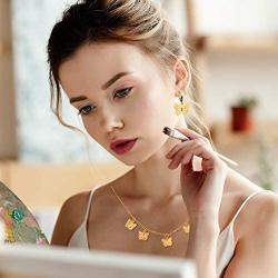 Hicarer 4 Set Butterfly Necklace Earrings Kit Adjustable Butterfly Chain Necklace Gold Butterfly Earrings for Women