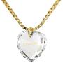 Tiny Heart Pendant Necklace 24k Gold Inscribed with I Love You on Crystal, 18'' Chain - NanoStyle Jewelry