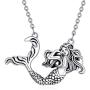 RMREWY Mermaid Necklace 925 Sterling Silver Sea Mermaid Vintage Bohemia Oxidized Pendant Necklace Birthday Gift for Women Mother or Daughter