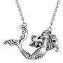 RMREWY Mermaid Necklace 925 Sterling Silver Sea Mermaid Vintage Bohemia Oxidized Pendant Necklace Birthday Gift for Women Mother or Daughter