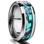 N-A 8 mm Inlaid Abalone Shell Beveled Tungsten Carbide Ring Jewelry for Wedding Party Finger Rings